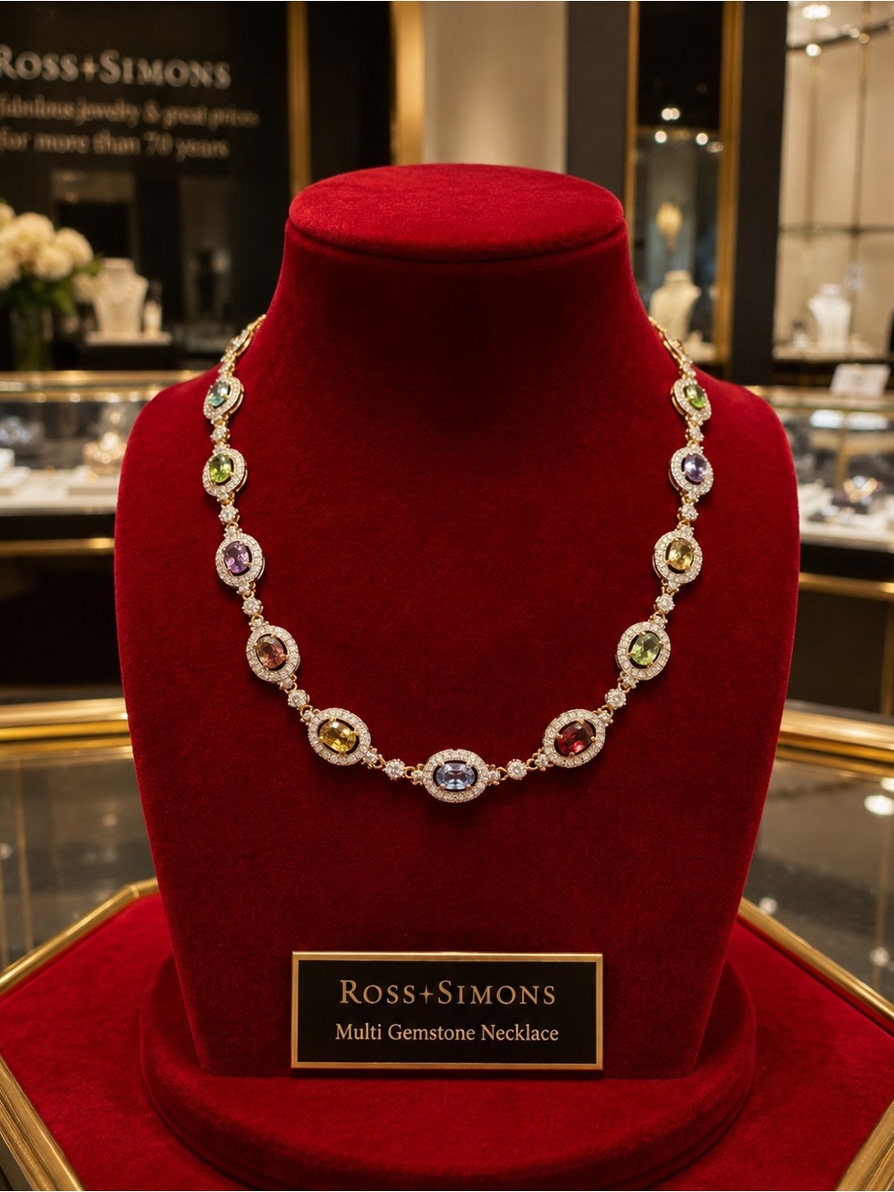 Ross Simons Saks Fifth Avenue Multi Gemstone, Necklace 24k gold over 925.